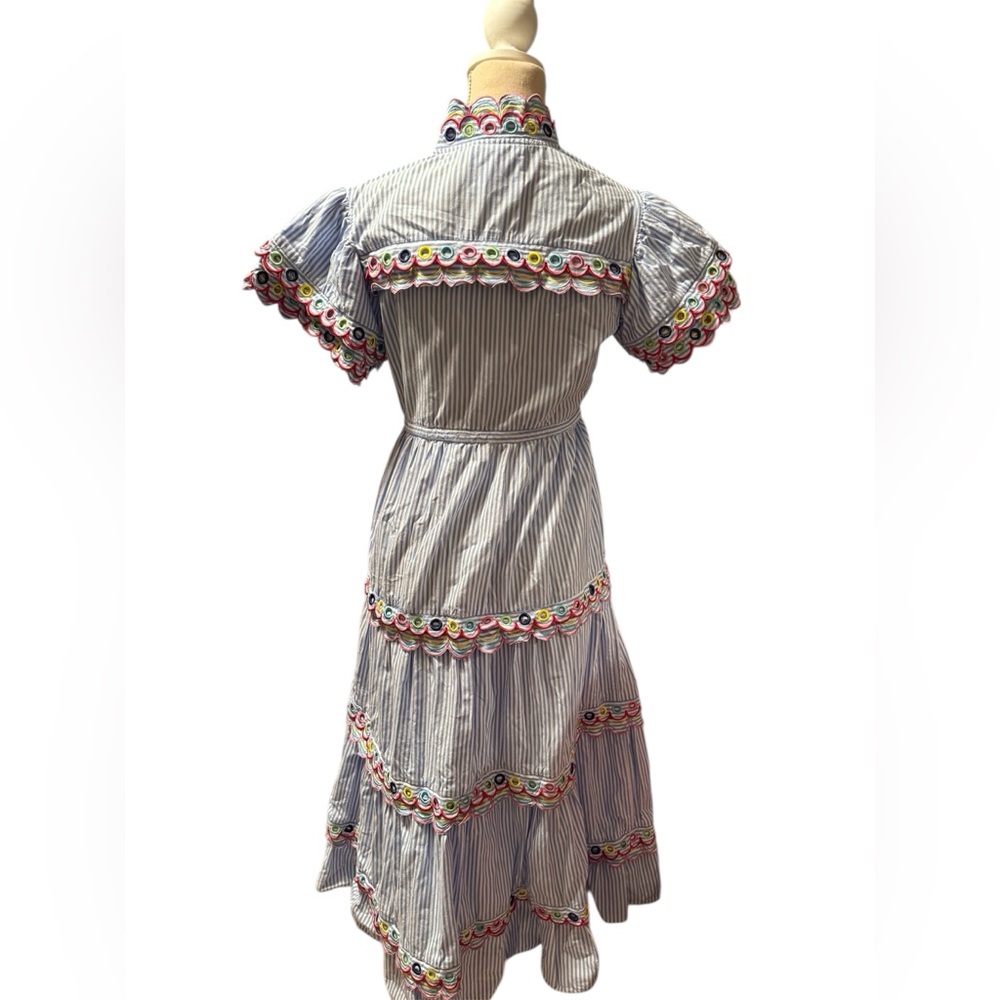 CeliaB Light Blue Striped Maxi Dress with Scallop Trim - Picture 3 of 4